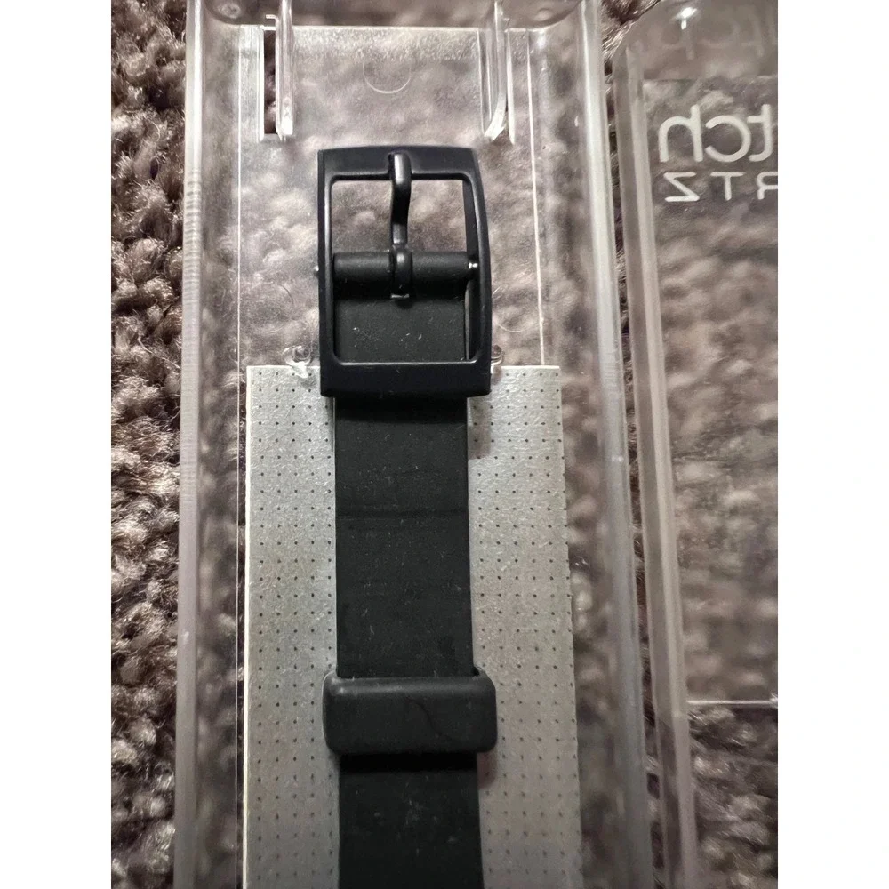 SWATCH Watch Oxford Navy LN103 Full Black Band/Dial W Plastic Case Needs Battery